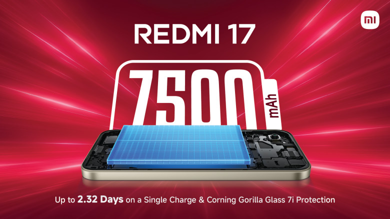 REDMI 17 debuts with 7,500mAh battery, 2.32-day life