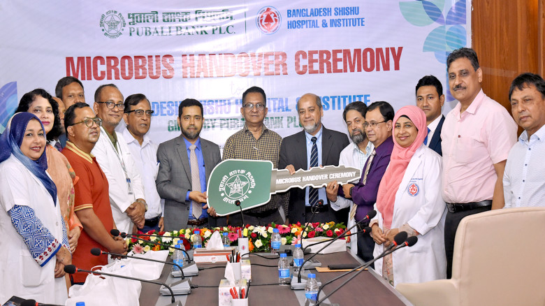 Pubali Bank donates microbus to Bangladesh Shishu Hospital