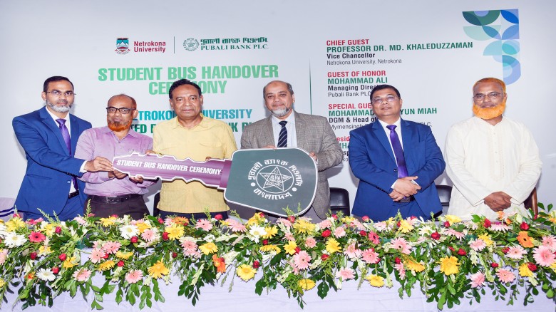 Pubali Bank donates bus to Netrokona University for students